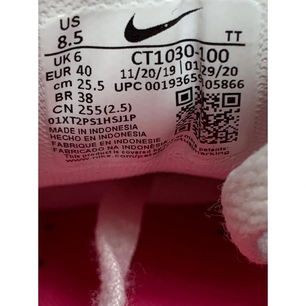 Nike Air Max 90 White Pink Volt Running Shoes CT1030-100 Women's Sz 8.5